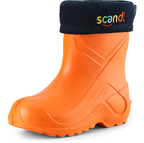 Ladeheid Kinder Mädchen Jungen federleichte Eva Thermo Gummistiefel gefüttert LA-763 (Orange151c/Marineblau, 24 EU) von Ladeheid