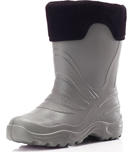 Ladeheid Kinder Mädchen Jungen federleichte Eva Thermo Gummistiefel gefüttert LA-861/2 (Grau/Schwarz, 24/25 EU) von Ladeheid