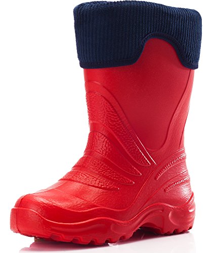 Ladeheid Kinder Mädchen Jungen federleichte Eva Thermo Gummistiefel gefüttert LA-861 (Rot-1/Marine Blau, 26/27 EU) von Ladeheid