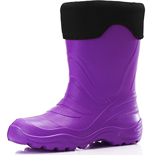 Ladeheid Kinder Mädchen Jungen federleichte Eva Thermo Gummistiefel gefüttert LA-861 (Roxo/Schwarz, 24/25 EU) von Ladeheid