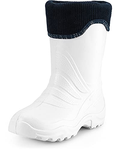 Ladeheid Kinder Mädchen Jungen federleichte Eva Thermo Gummistiefel gefüttert LA-861 (Weiß/Blau, 30/31 EU) von Ladeheid