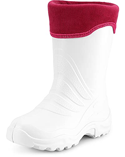 Ladeheid Kinder Mädchen Jungen federleichte Eva Thermo Gummistiefel gefüttert LA-861 (Weiß/Rosa, 24/25 EU) von Ladeheid