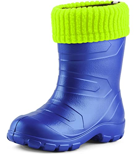 Ladeheid Kinder Mädchen Jungen federleichte Eva Thermo Gummistiefel gefüttert LA845KIDS (Blau2727c/Gelb, 26 EU) von Ladeheid