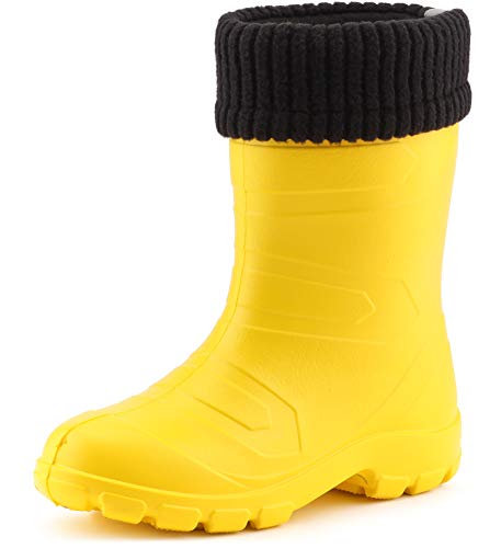 Ladeheid Kinder Mädchen Jungen federleichte Eva Thermo Gummistiefel gefüttert LA845KIDS (Gelb1/Schwarz, 26 EU) von Ladeheid