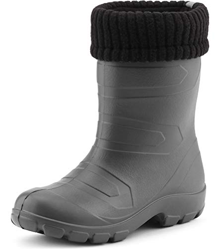 Ladeheid Kinder Mädchen Jungen federleichte Eva Thermo Gummistiefel gefüttert LA845KIDS (Graphite/Schwarz, 26 EU) von Ladeheid