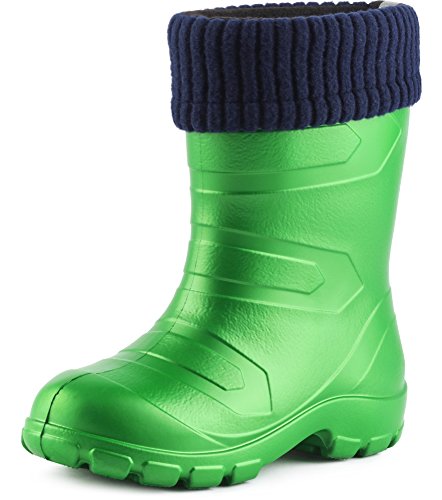 Ladeheid Kinder Mädchen Jungen federleichte Eva Thermo Gummistiefel gefüttert LA845KIDS (Grün/Navy, 26 EU) von Ladeheid