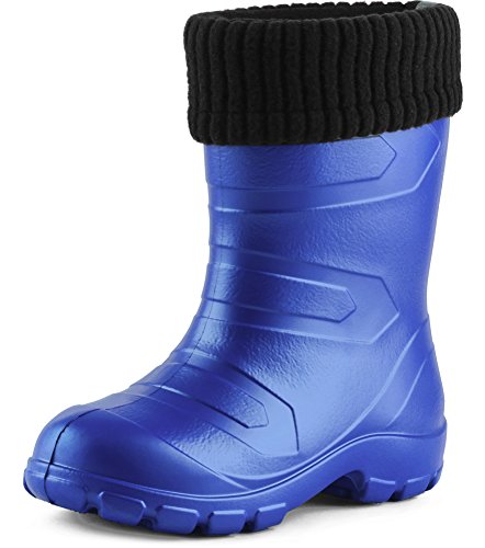 Ladeheid Kinder Mädchen Jungen federleichte Eva Thermo Gummistiefel gefüttert LA845KIDS (Kornblume2727c/Schwarz, 32 EU) von Ladeheid