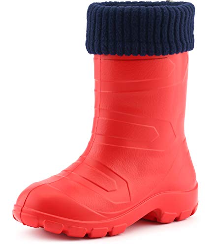 Ladeheid Kinder Mädchen Jungen federleichte Eva Thermo Gummistiefel gefüttert LA845KIDS (Rot1/Marineblau, 28 EU) von Ladeheid