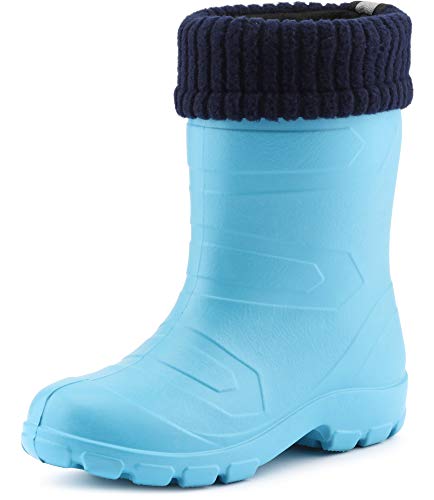 Ladeheid Kinder Mädchen Jungen federleichte Eva Thermo Gummistiefel gefüttert LA845KIDS (Türkis306c/Navy, 30 EU) von Ladeheid