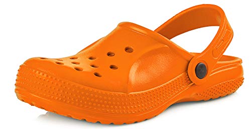 Ladeheid Kinder Mädchen Jungen leichte Eva Clogs Gartenclogs Gartenschuhe KL055 (Orange, 35 EU) von Ladeheid