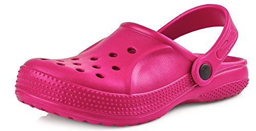 Ladeheid Kinder Mädchen Jungen leichte Eva Clogs Gartenclogs Gartenschuhe KL055 (Rosa, 26 EU) von Ladeheid