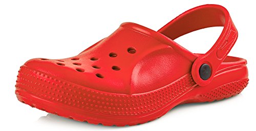 Ladeheid Kinder Mädchen Jungen leichte Eva Clogs Gartenclogs Gartenschuhe KL055 (Rot, 28 EU) von Ladeheid