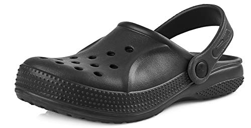 Ladeheid Kinder Mädchen Jungen leichte Eva Clogs Gartenclogs Gartenschuhe KL055 (Schwarz, 25 EU) von Ladeheid