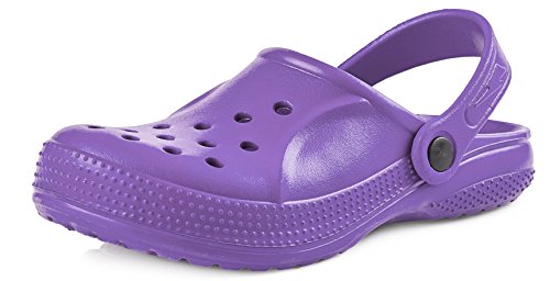 Ladeheid Kinder Mädchen Jungen leichte Eva Clogs Gartenclogs Gartenschuhe KL055 (Violett, 24 EU) von Ladeheid