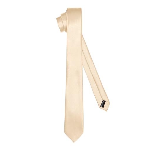 Ladeheid Klassische Herren Krawatte, glänzend, Perfekt für Büro & Festlichkeiten, Vielfältige Farben - Ideal für Geschäftsmeetings, Hochzeiten TMS-5 (150cm x 5cm, Beige) von Ladeheid