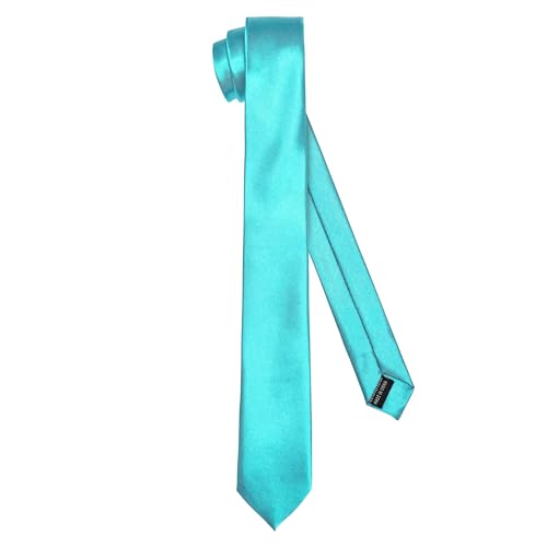 Ladeheid Klassische Herren Krawatte, glänzend, Perfekt für Büro & Festlichkeiten, Vielfältige Farben - Ideal für Geschäftsmeetings, Hochzeiten TMS-6 (150cm x 6cm, Türkis) von Ladeheid