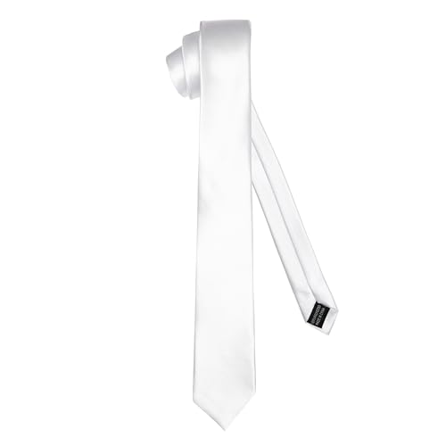 Ladeheid Klassische Herren Krawatte, glänzend, Perfekt für Büro & Festlichkeiten, Vielfältige Farben - Ideal für Geschäftsmeetings, Hochzeiten TMS-6 (150cm x 6cm, Weiß) von Ladeheid