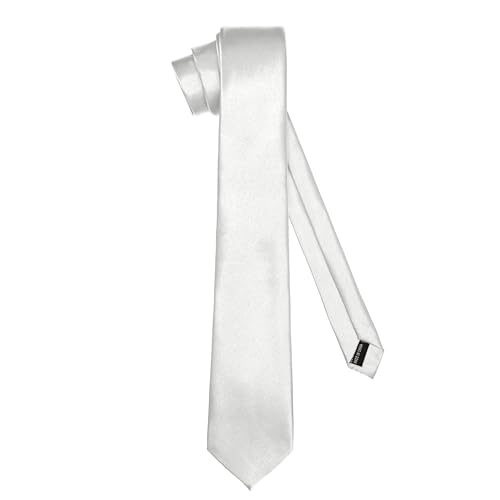 Ladeheid Klassische Herren Krawatte, glänzend, Perfekt für Büro & Festlichkeiten, Vielfältige Farben - Ideal für Geschäftsmeetings, Hochzeiten TMS-7 (150cm x 7cm, Silber) von Ladeheid
