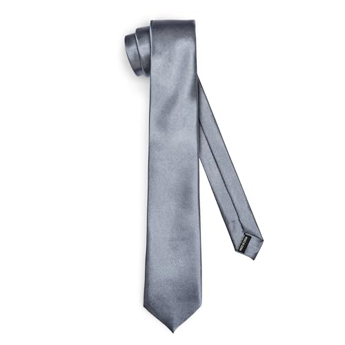 Ladeheid Klassische Herren Krawatte, glänzend, Perfekt für Büro & Festlichkeiten, Vielfältige Farben - Ideal für Geschäftsmeetings, Hochzeiten TMS-8 (150cm x 8cm, Graphite) von Ladeheid