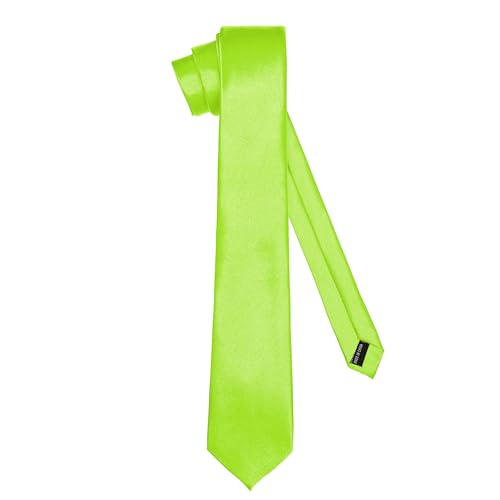 Ladeheid Klassische Herren Krawatte, glänzend, Perfekt für Büro & Festlichkeiten, Vielfältige Farben - Ideal für Geschäftsmeetings, Hochzeiten TMS-8 (150cm x 8cm, Limette) von Ladeheid