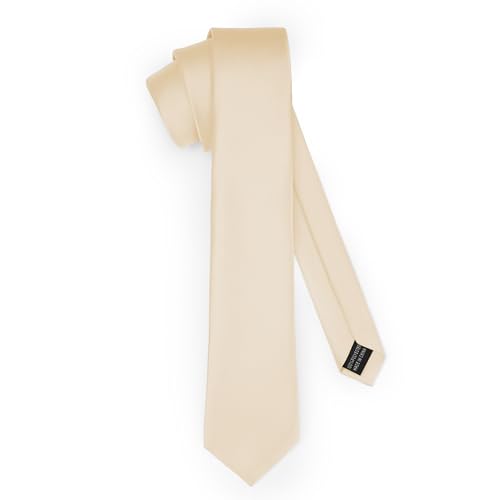 Ladeheid Klassische Herren Krawatte, matt, Perfekt für Büro & Festlichkeiten, Vielfältige Farben - Ideal für Geschäftsmeetings, Hochzeiten TMM-7 (150cm x 7cm, Beige) von Ladeheid