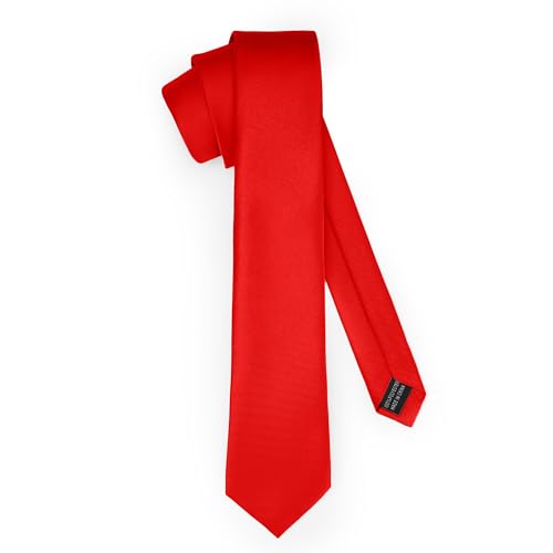 Ladeheid Klassische Herren Krawatte, matt, Perfekt für Büro & Festlichkeiten, Vielfältige Farben - Ideal für Geschäftsmeetings, Hochzeiten TMM-8 (150cm x 8cm, Rot) von Ladeheid