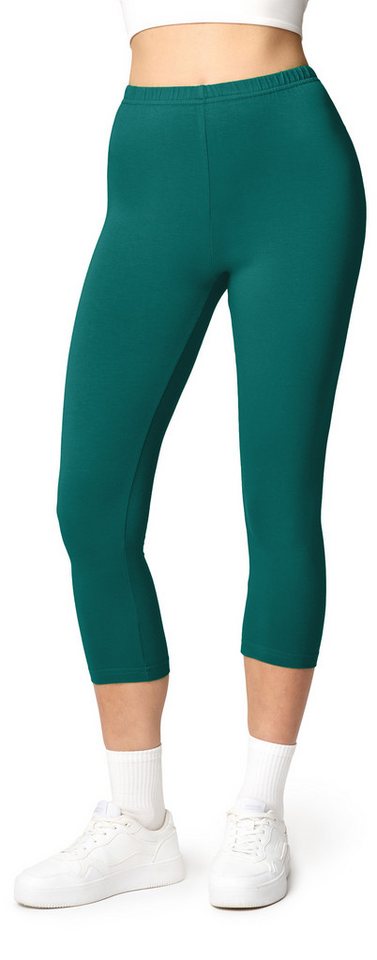 Ladeheid Leggings Damen 3/4 Capri Hose aus Baumwolle LA40-132 (1-tlg) elastischer Bund von Ladeheid