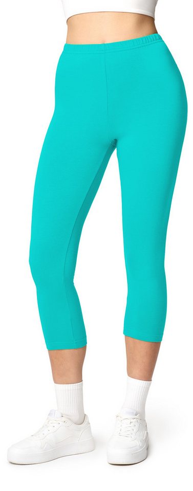 Ladeheid Leggings Damen 3/4 Capri Leggings aus Baumwolle LA40-132 (1-tlg) elastischer Bund von Ladeheid