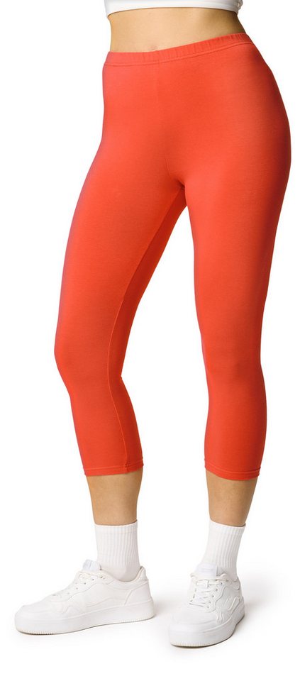 Ladeheid Leggings Damen 3/4 Capri Leggings aus Baumwolle LA40-132 (1-tlg) elastischer Bund von Ladeheid