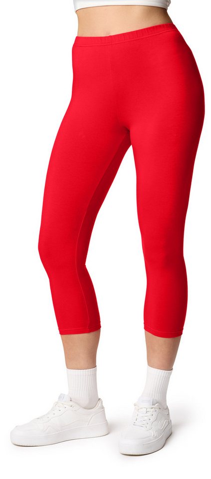 Ladeheid Leggings Damen 3/4 Capri Leggings aus Baumwolle LA40-132 (1-tlg) elastischer Bund von Ladeheid