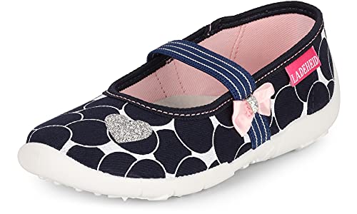 Ladeheid Mädchen Hausschuhe Ballerinas mit Einlegesohlen LAVI0005 (Marineblau, 26 EU) von Ladeheid