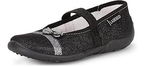 Ladeheid Mädchen Hausschuhe Ballerinas mit Einlegesohlen LAVI0005 (Schwarz, 27 EU) von Ladeheid