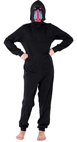Ladeheid Mädchen Teenager Schlafoverall aus Baumwolle Jumpsuit Verkleidung mit Kapuze LA40-233 (Schwarz Pavian, 164) von Ladeheid