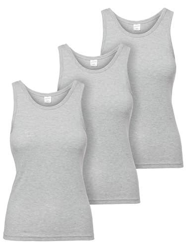 Ladeheid Unterhemd Damen Baumwoll Unterwäsche, Atmungsaktives Weiches Komfortables Tank Top Damen, Unterhemden, Set 3 Stück LA40-262 (Grau Melange, XL) von Ladeheid