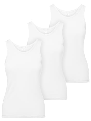 Ladeheid Unterhemd Damen Baumwoll Unterwäsche, Atmungsaktives Weiches Komfortables Tank Top Damen, Unterhemden, Set 3 Stück LA40-262 (Weiß, S) von Ladeheid