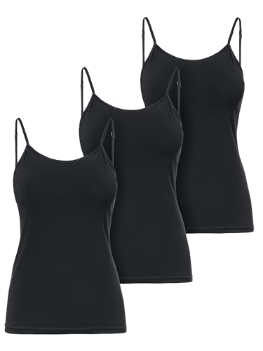 Ladeheid Unterhemd Damen Spaghetti Top Baumwoll Unterwäsche Damen, Weiches Tank Top, Unterhemden, Set 3 Stück LA40-263 (Schwarz, 4XL) von Ladeheid