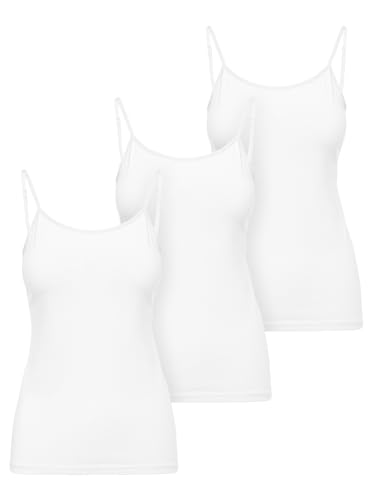 Ladeheid Unterhemd Damen Spaghetti Top Baumwoll Unterwäsche Damen, Weiches Tank Top, Unterhemden, Set 3 Stück LA40-263 (Weiß, XXL) von Ladeheid