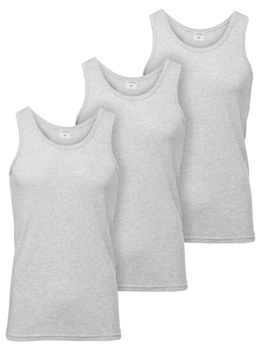 Ladeheid Unterhemd Herren Ärmellos Baumwolle Underwear Men - Weiches, Komfortables Tank Top Herren Unterwäsche, Unterhemden, Set 3 Stück LA40-258 (Grau Melange, S) von Ladeheid
