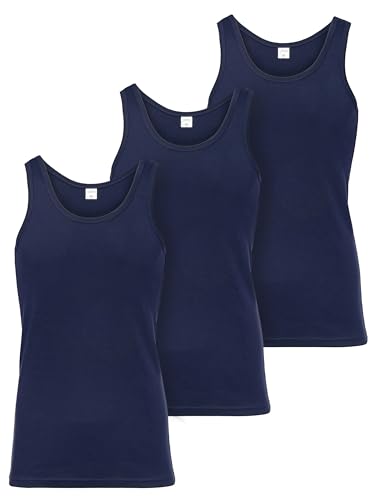Ladeheid Unterhemd Herren Ärmellos Baumwolle Underwear Men - Weiches, Komfortables Tank Top Herren Unterwäsche, Unterhemden, Set 3 Stück LA40-258 (Dunkelblau, M) von Ladeheid