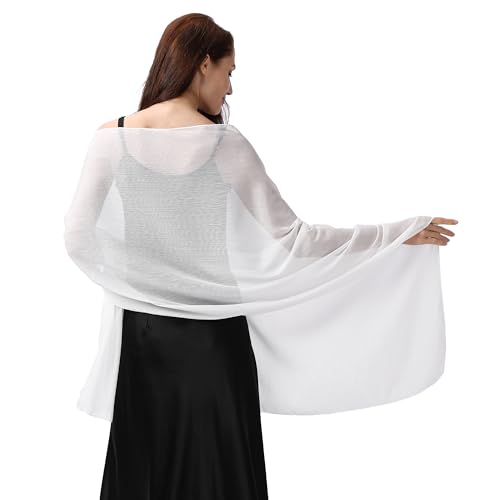 Ladiery Abend-Stola und Tücher für Abendkleider, Weicher Transparenter Krepp-Stola mit Schimmer, Braut-Tuch Elegante Damen Schals von Ladiery
