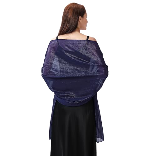 Ladiery Abend-Stola und Tücher für Abendkleider, Weicher Transparenter Krepp-Stola mit Schimmer, Braut-Tuch Elegante Damen Schals von Ladiery