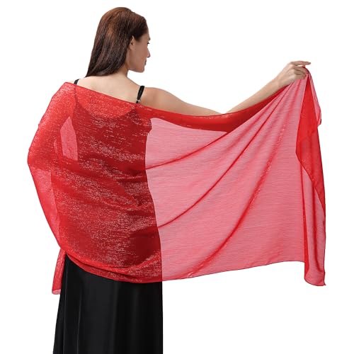 Ladiery Abend-Stola und Tücher für Abendkleider, Weicher Transparenter Krepp-Stola mit Schimmer, Braut-Tuch Elegante Damen Schals von Ladiery