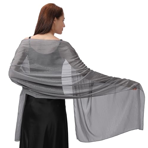 Ladiery Abend-Stola und Tücher für Abendkleider, Weicher Transparenter Krepp-Stola mit Schimmer, Braut-Tuch Elegante Damen Schals von Ladiery
