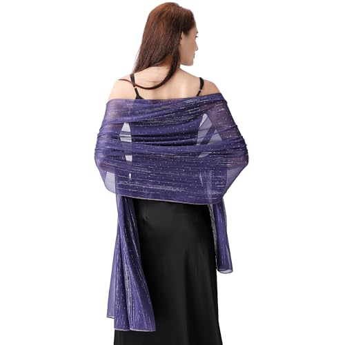 Ladiery Damen Schals und Tücher für Abendkleider, Leichtes Weiches Chiffon mit Glitzernden Strasssteinen, Formelle Schals und Tücher für Hochzeiten von Ladiery