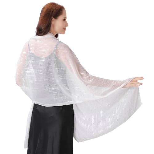 Ladiery Damen Schals und Tücher für Abendkleider, Leichtes Weiches Chiffon mit Glitzernden Strasssteinen, Formelle Schals und Tücher für Hochzeiten von Ladiery