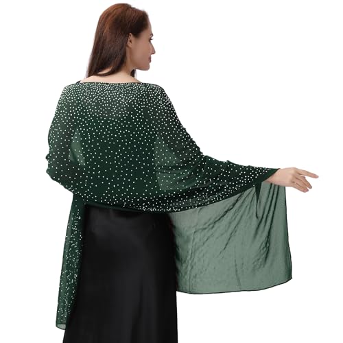 Ladiery Schal und Wraps für Abendkleider, Weicher Schiere Chiffon Funkelnden Strass Hochzeitschal formelle Schal Wraps für Frauen von Ladiery