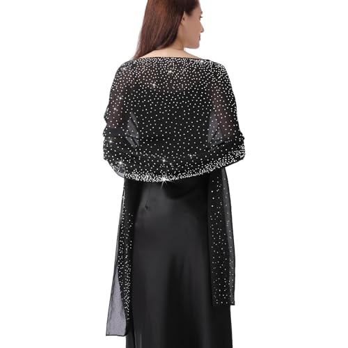 Ladiery Schal und Wraps für Abendkleider, Weicher Schiere Chiffon Funkelnden Strass Hochzeitschal formelle Schal Wraps für Frauen von Ladiery