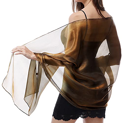 Ladiery Seide Schals und Wraps für Abendkleider Frauen Sheer Soft Brautjungfer Hochzeit Shawl Party Organza Stole von Ladiery