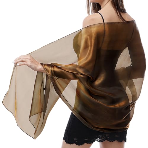 Ladiery Seide Schals und Wraps für Abendkleider Frauen Sheer Soft Brautjungfer Hochzeit Shawl Party Organza Stole von Ladiery