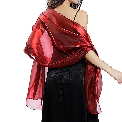 Ladiery Seide Schals und Wraps für Abendkleider Frauen Sheer Soft Brautjungfer Hochzeit Shawl Party Organza Stole von Ladiery